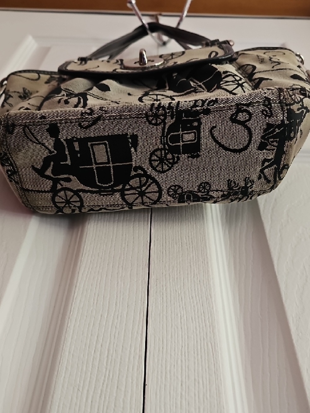 Coach Beige and Black Script & Carriage Shoulder Bag - Picture 9 of 12